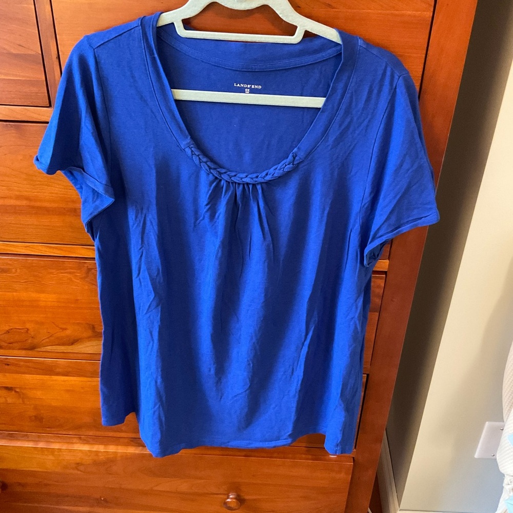 Lands' End Women's Short Sleeve Top in Royal Blue